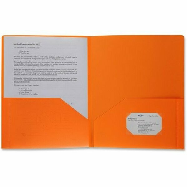 Business Source FOLDER, 2-POCKET, POLY, ORANGE BSN20883